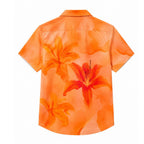 Camisa Vinser Cassis masculina estampada floral em tons de laranja vista de costas
