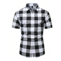 Camisa Vinser Alagoas masculina com estampa xadrez preta e branca