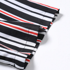 Detalhe da manga da Camisa Vinser Aracaju listrada preta, branca e vermelha
