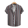 Camisa Vinser Aracaju masculina listrada preta, branca e vermelha