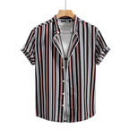 Camisa Vinser Aracaju masculina listrada preta, branca e vermelha