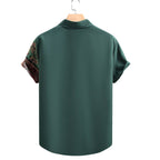 Camisa masculina Vinser Armação verde-escura vista de costas, com design liso e gola tradicional.