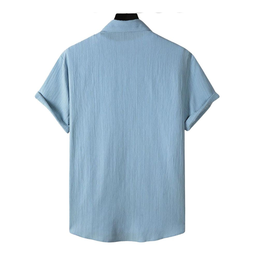 Costas da Camisa Vinser Cascais azul-claro de manga curta