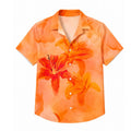 Camisa Vinser Cassis masculina estampada floral em tons de laranja