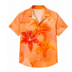Camisa Vinser Cassis masculina estampada floral em tons de laranja
