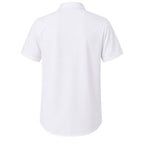 Camisa masculina Vinser Comporta branca vista de costas, com manga curta e modelagem casual elegante.