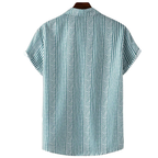 Costas da Camisa Vinser Jade Imperial branca com estampa geométrica em linhas verde-esmeralda