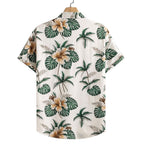 Camisa Vinser Kauai masculina estampada tropical vista de costas com folhas e flores