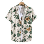 Camisa Vinser Kauai masculina estampada tropical com folhas verdes e flores
