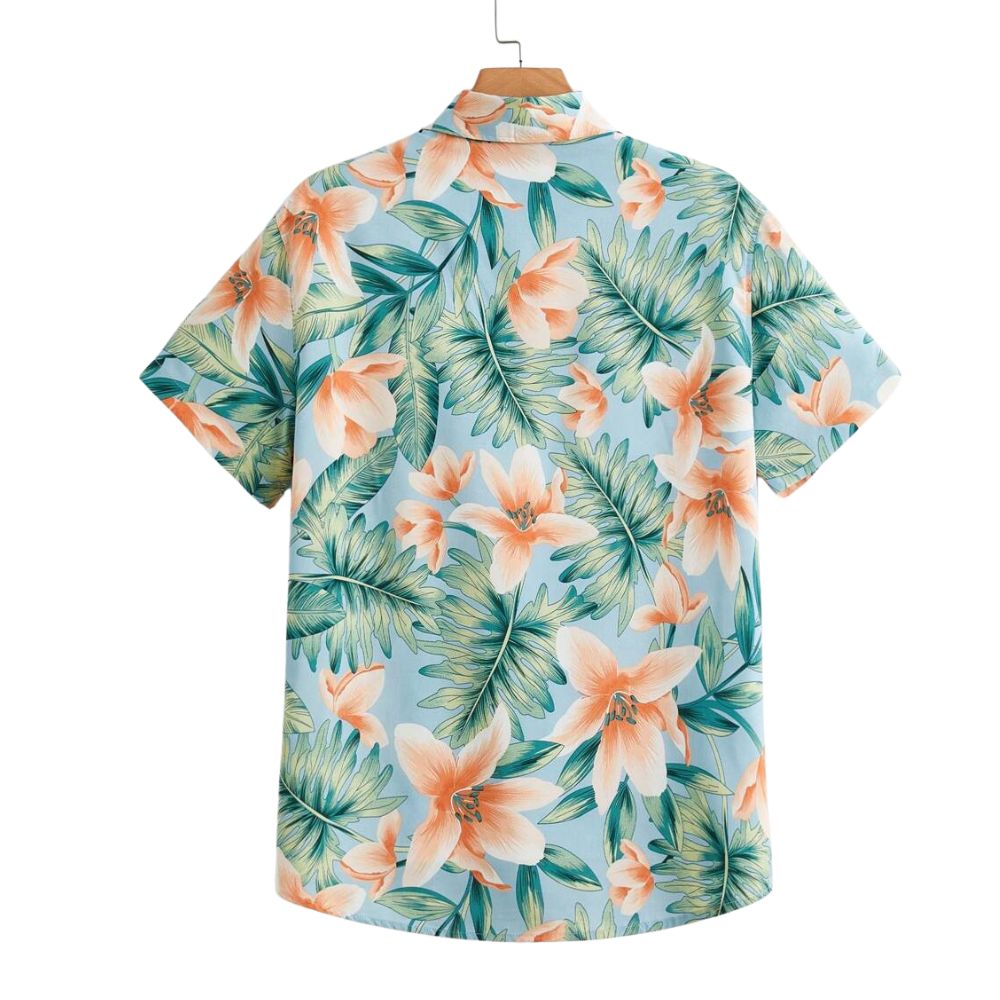 Camisa Vinser Lanika masculina estampada floral tropical vista de costas