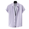 Camisa Vinser Lavanda Nobre com estampa geométrica listrada em tons de lavanda