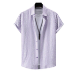 Camisa Vinser Lavanda Nobre com estampa geométrica listrada em tons de lavanda