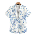 Camisa Vinser Lugano masculina branca com estampa floral azul