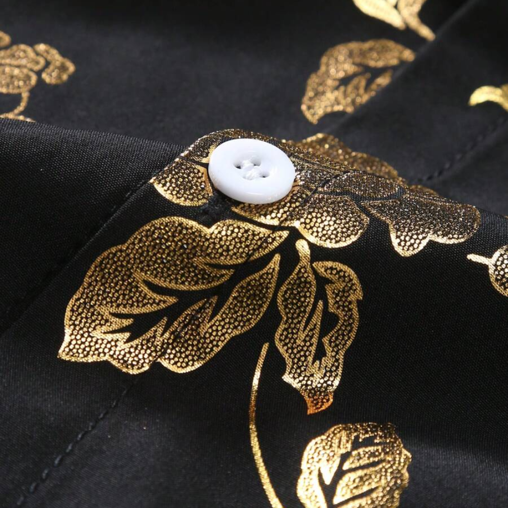 camisa-vinser-ouro-preto-preta-floral-dourada-botao