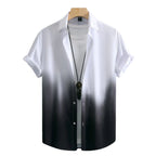 Camisa masculina Vinser Pontado Sol branca com degradê preto e manga curta