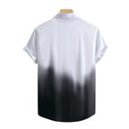 Vista traseira da camisa masculina Vinser Pontado Sol branca com degradê preto e manga curta.