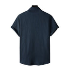 Camisa Vinser Porto Cervo azul-marinho de manga curta vista de costas