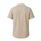 Camisa Vinser Portofino masculina bege de manga curta vista de costas