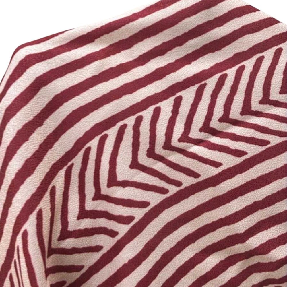 Detalhe da estampa geométrica da Camisa Vinser Rubro em vermelho e branco