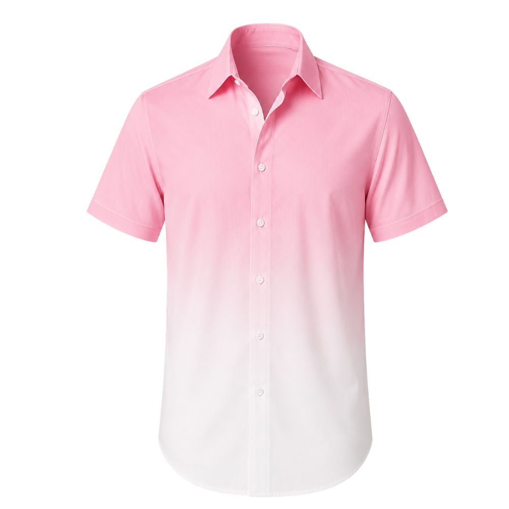 Camisa Vinser Saint Barth masculina rosa com efeito degradê e manga curta