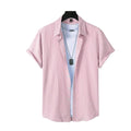 Camisa Vinser Santos rosa de manga curta com colarinho aberto