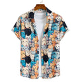 Camisa Vinser Saquarema de manga curta com estampa de gatos coloridos