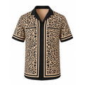 Camisa Vinser Serengeti masculina com estampa de leopardo em bege e preto