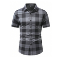 Camisa Vinser Sergipe masculina de manga curta com estampa xadrez cinza e preta