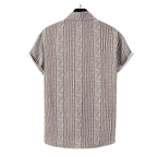 Camisa Vinser Traço Terroso branca vista de costas com estampa geométrica em linhas marrons