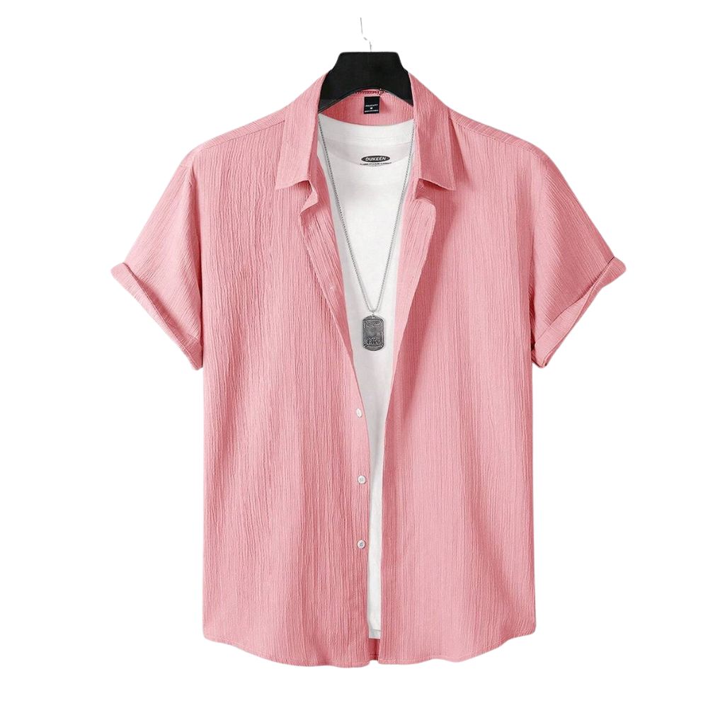 Camisa Vinser Vitória rosa de manga curta com tecido leve